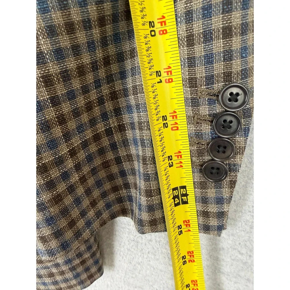 Brooks Brothers Regent Fit Blazer 46R Mens Brown Blue Check Wool Sport Coat